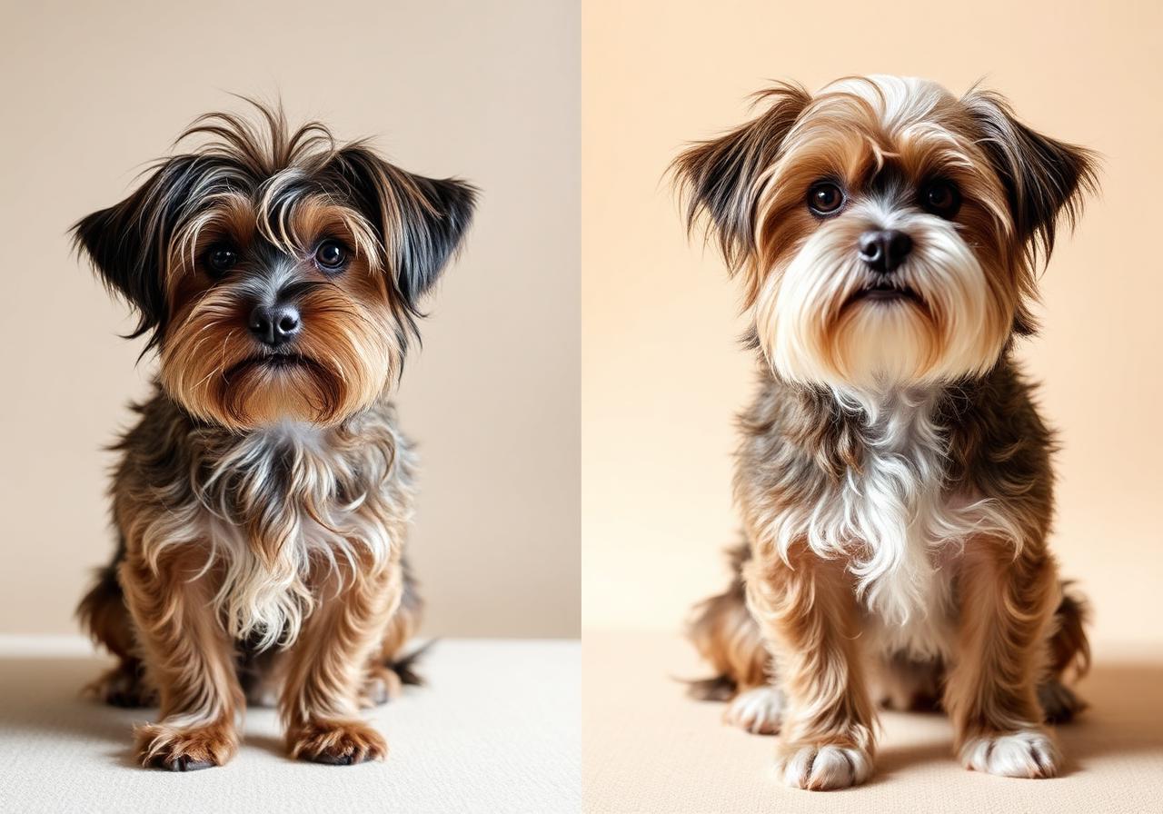Before and after grooming transformation of a small terrier mix